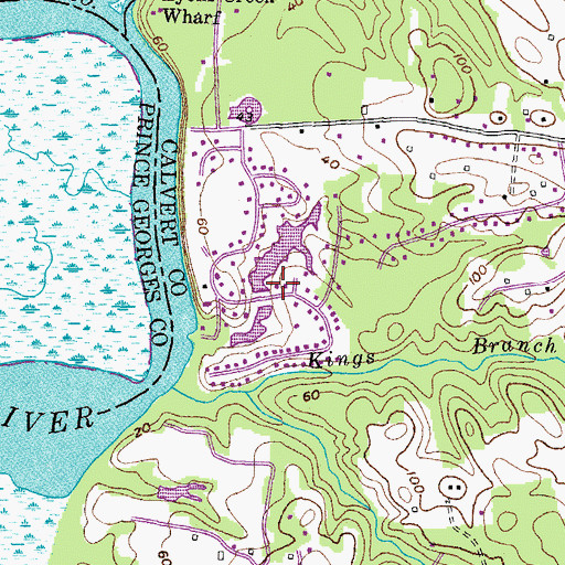 Topographic Map of Shores of Clvert Dam Number One, MD