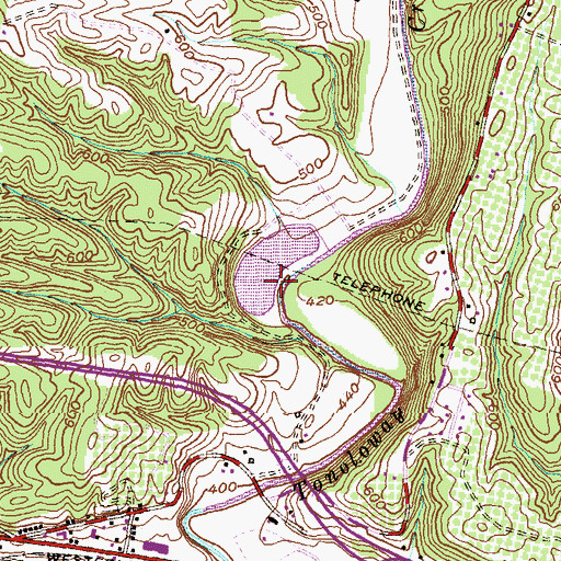 Topographic Map of Hancock Sewage Lagoon Dam, MD