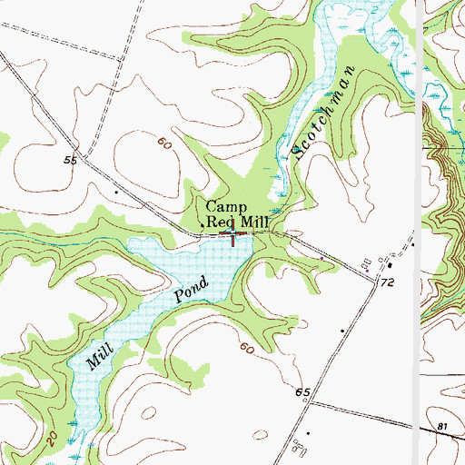Topographic Map of Frazers Lake Dam, MD