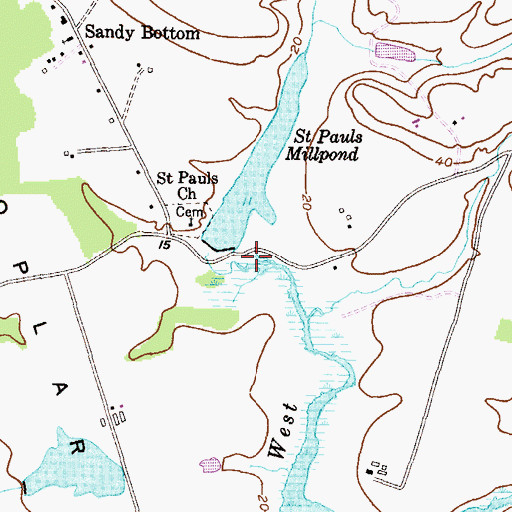 Topographic Map of Saint Pauls Millpond Dam, MD