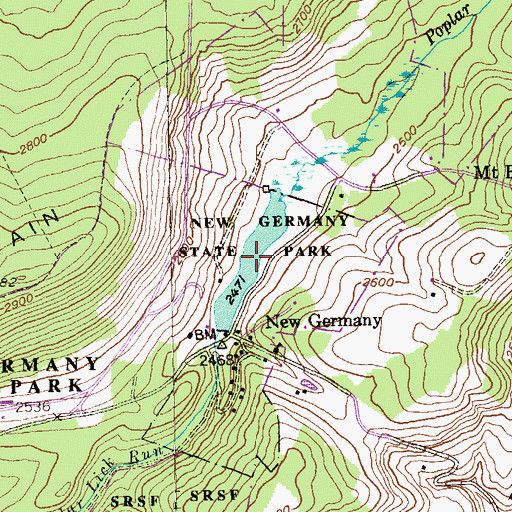 Topographic Map of New Germany Lake, MD
