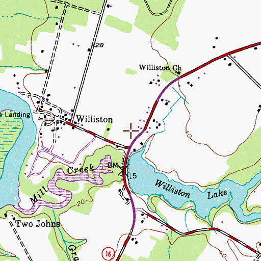 Topographic Map of Williston Mill Dam, MD