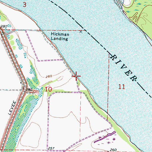 Topographic Map of Cheek Landing, AR