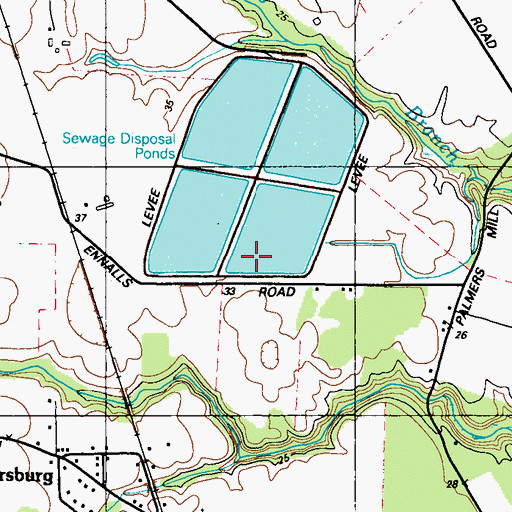 Topographic Map of Hurlock Oxidation Ponds Dam, MD