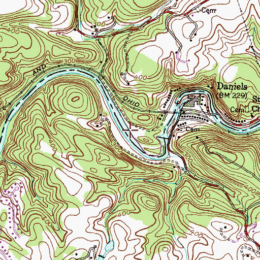Topographic Map of Damiels Dam, MD