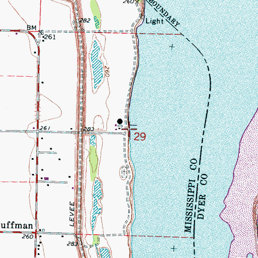Topographic Map of Huffman Landing, AR