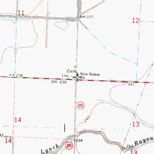 Topographic Map of New Salem Cemetery, AR