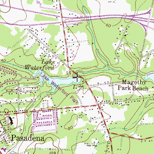 Topographic Map of Lake Waterford Dam, MD