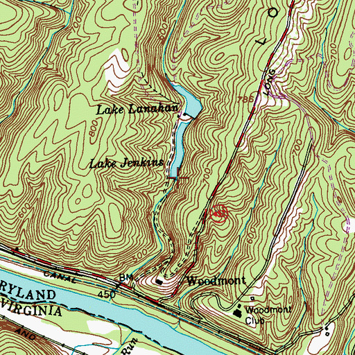 Topographic Map of Lake Jenkins Dam, MD