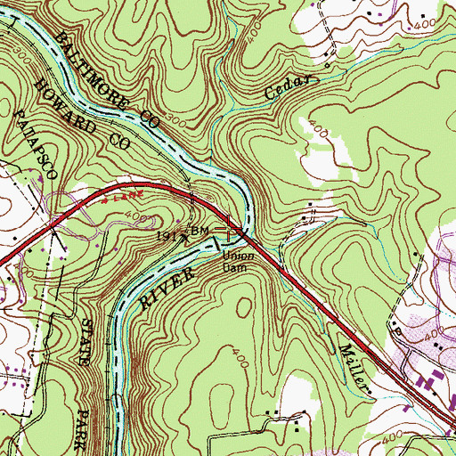 Topographic Map of Union Dam, MD