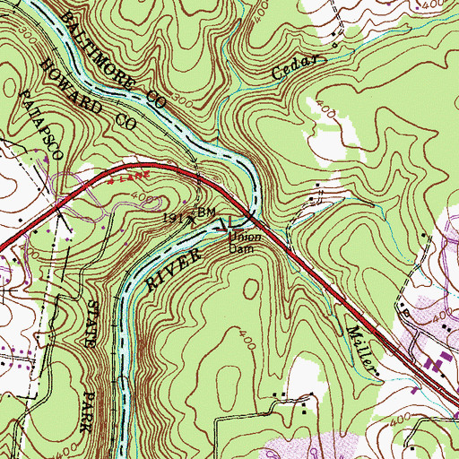 Topographic Map of Patapsco River Lake, MD