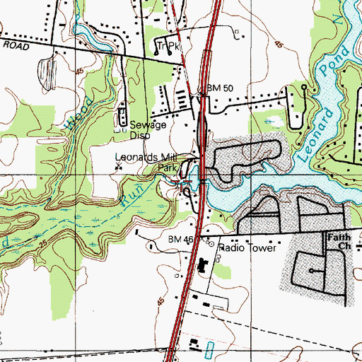 Topographic Map of Leonard Pond, MD