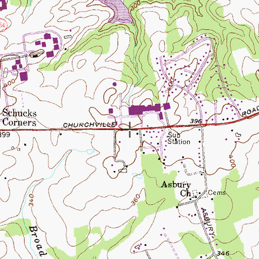 Topographic Map of Campus Hills Pond Dam, MD