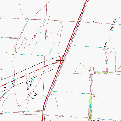 Topographic Map of Burdette Junction, AR