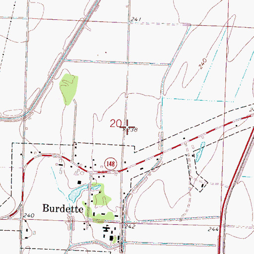 Topographic Map of Burdette School (historical), AR