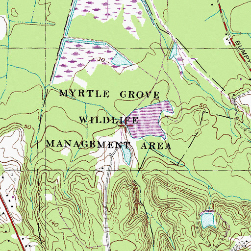Topographic Map of Myrtle Grove Lake Dam, MD