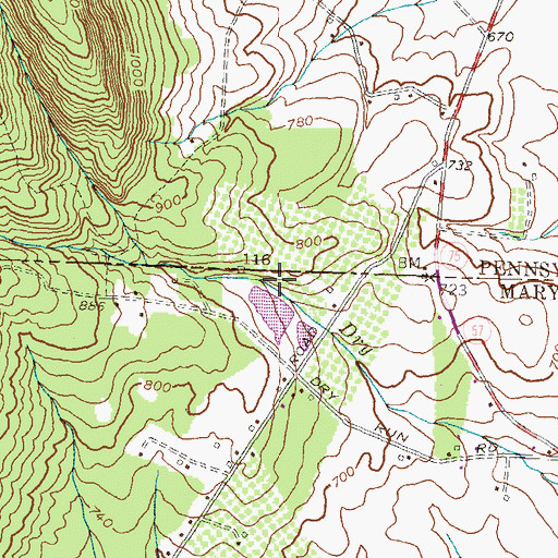 Topographic Map of Oliver Co Dam, MD