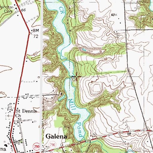 Topographic Map of Riley Mill Pond Dam, MD