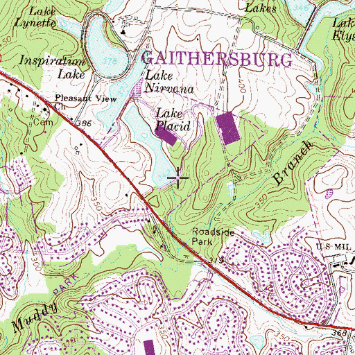 Topographic Map of Lake Placid Dam, MD
