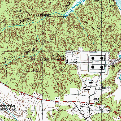 Topographic Map of Columbia Lng Secondary Dam, MD