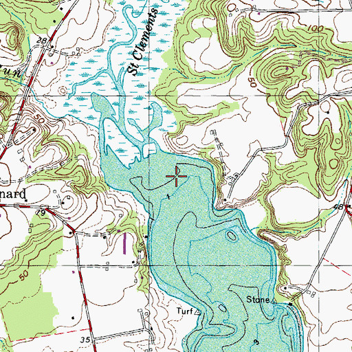 Topographic Map of Saint Clements Creek, MD