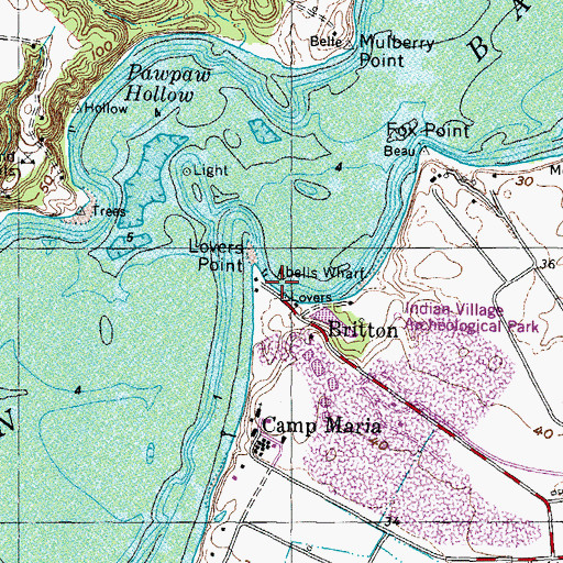 Topographic Map of Abells Wharf, MD