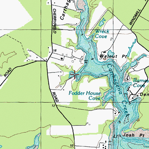 Topographic Map of Adams Creek, MD
