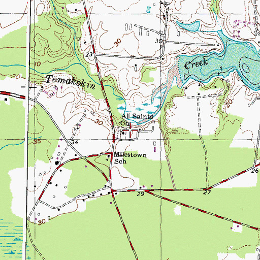 Topographic Map of All Saints Church, MD