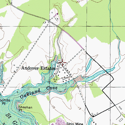 Topographic Map of Andover Estates, MD