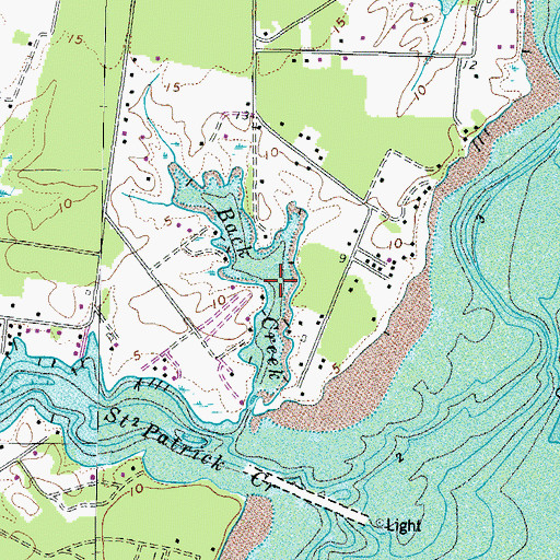 Topographic Map of Back Creek, MD