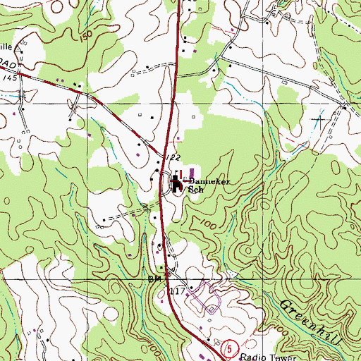 Topographic Map of Benjamin Banneker Elementary School, MD