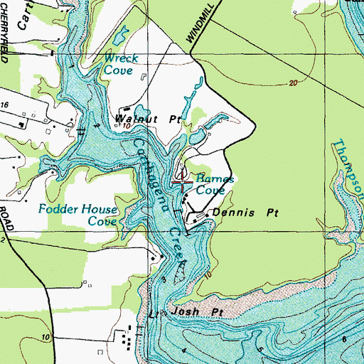 Topographic Map of Barnes Cove, MD