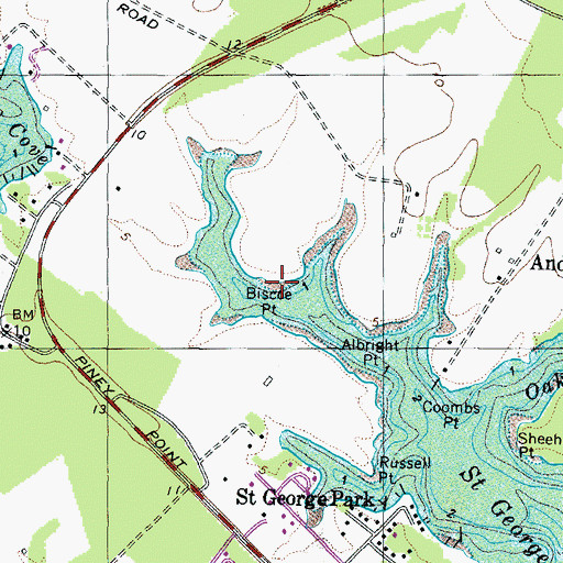 Topographic Map of Biscoe Point, MD