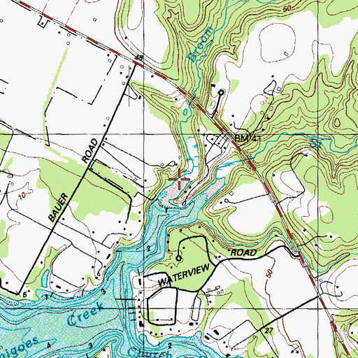 Topographic Map of Broom Creek, MD