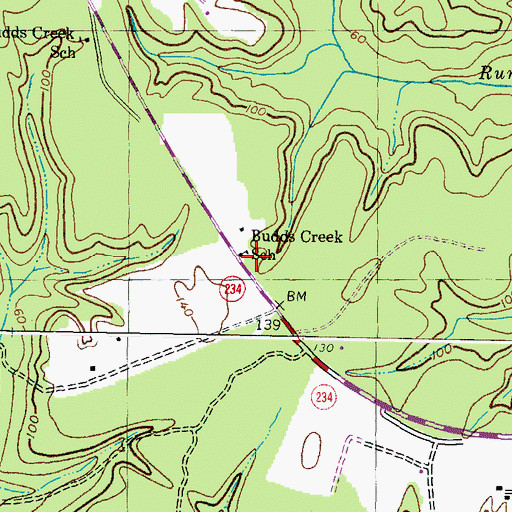 Topographic Map of Budds Creek School, MD
