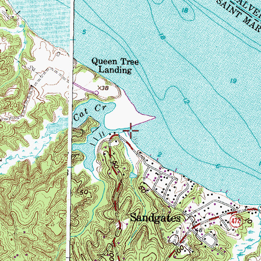 Topographic Map of Cat Creek, MD