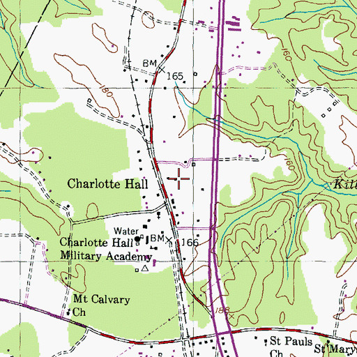 Topographic Map of Charlotte Hall, MD