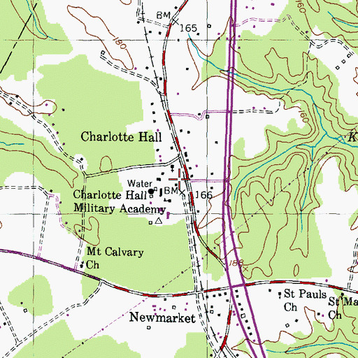 Topographic Map of Charlotte Hall Military Academy (historical), MD