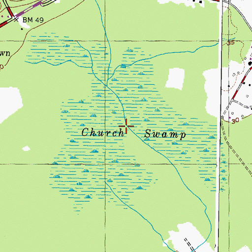 Topographic Map of Church Swamp, MD