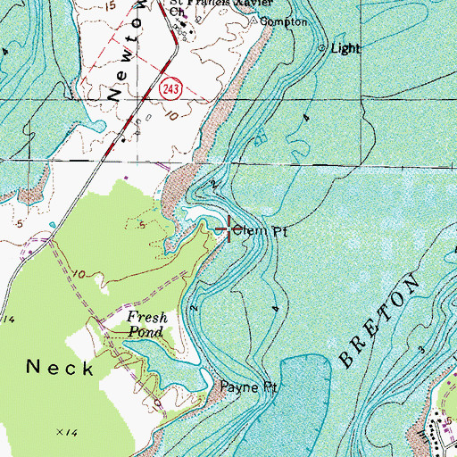 Topographic Map of Clem Point, MD