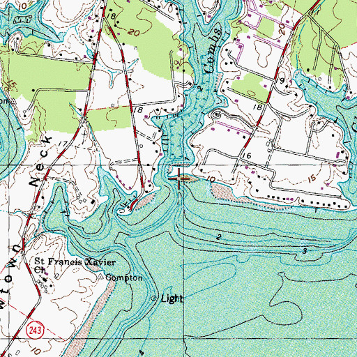 Topographic Map of Combs Creek, MD