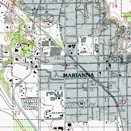 Topographic Map of Marianna Second Baptist Church, AR