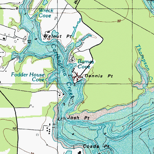 Topographic Map of Dennis Point, MD