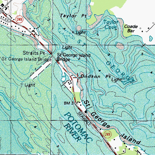 Topographic Map of Dodson Point, MD