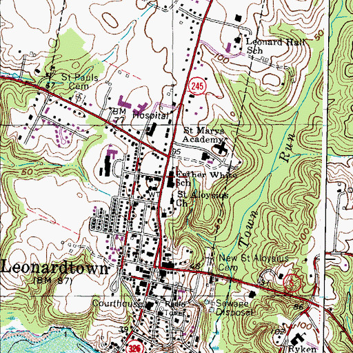 Topographic Map of Father Andrew White School, MD