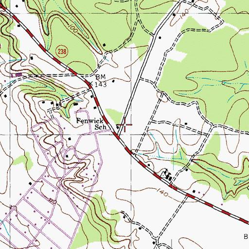Topographic Map of Fenwick School, MD