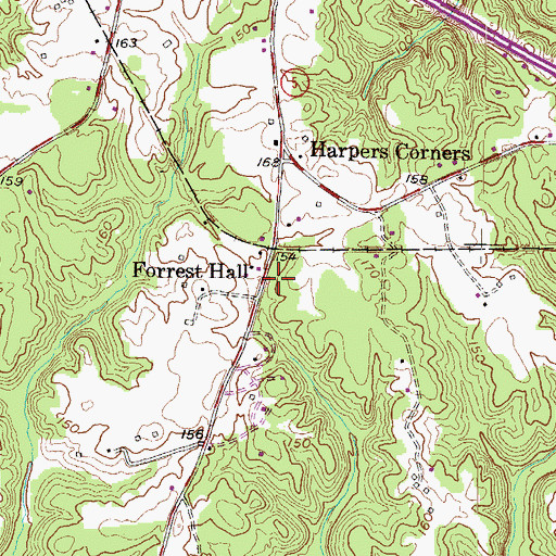 Topographic Map of Forrest Hall, MD