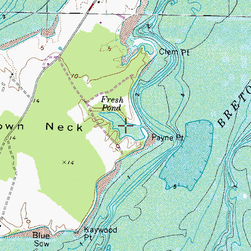 Topographic Map of Fresh Pond, MD