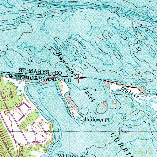 Topographic Map of Haulover Inlet, MD