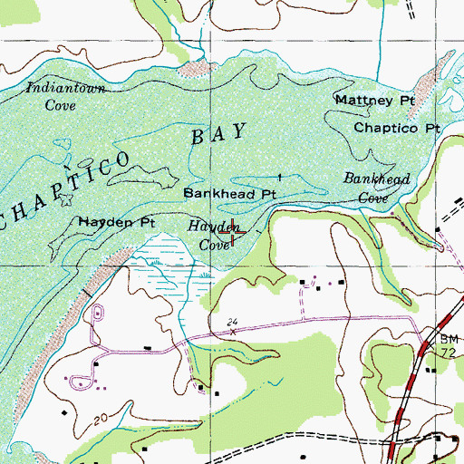 Topographic Map of Hayden Cove, MD
